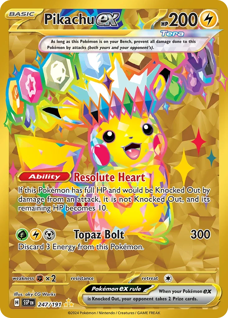 Pikachu ex 247/167 Pokemon card from Surging Sparks set
