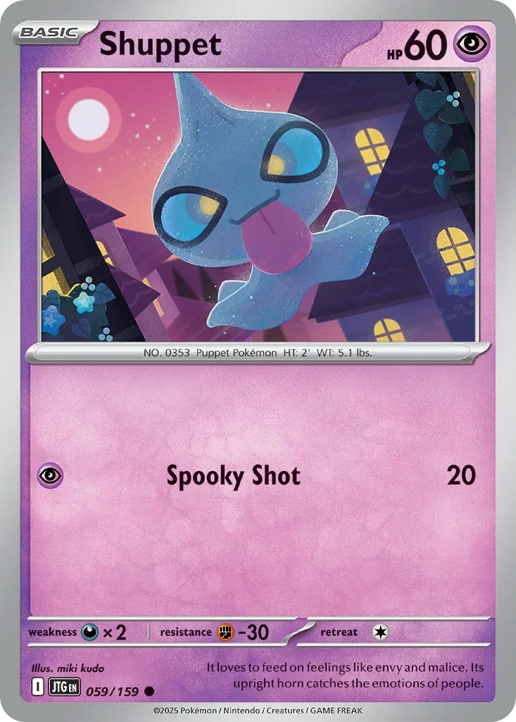 Shuppet 59 Pokémon card from JTG set