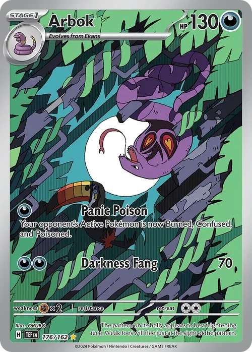 Arbok 176 Pokemon card from Temporal Forces set