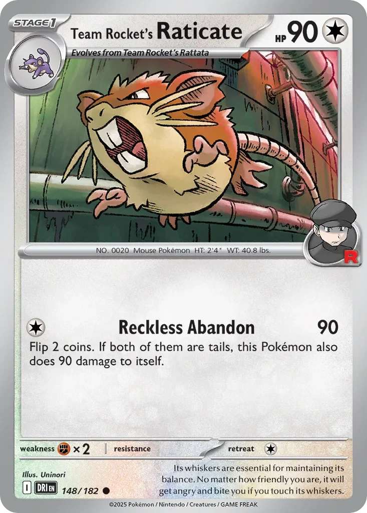 Team Rocket's Raticate 148 Pokemon card from Destined Rivals set
