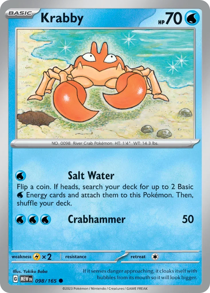 Krabby 098 Pokémon card