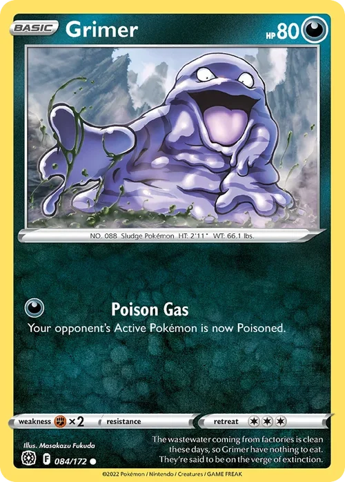 Grimer 084 Pokemon card from Brilliant Stars set