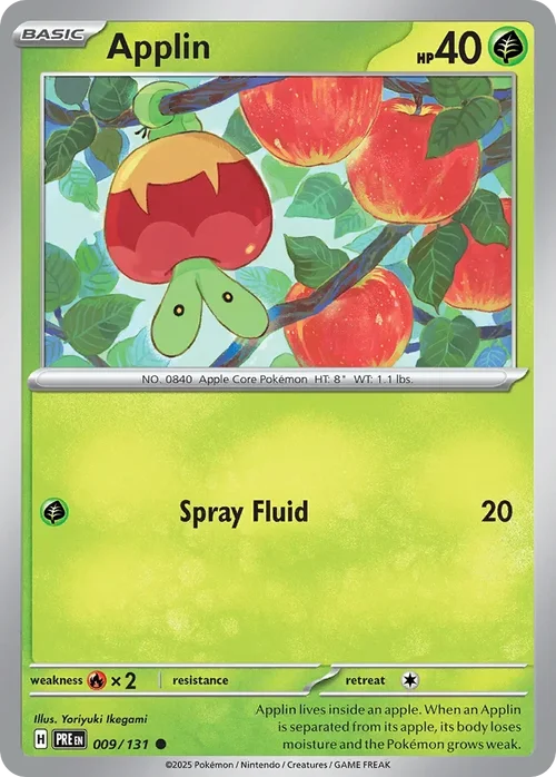 Applin 9 Pokemon card from Prismatic Evolutions set