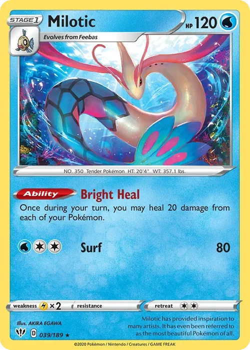 Milotic 39 Pokemon card from Darkness Ablaze set