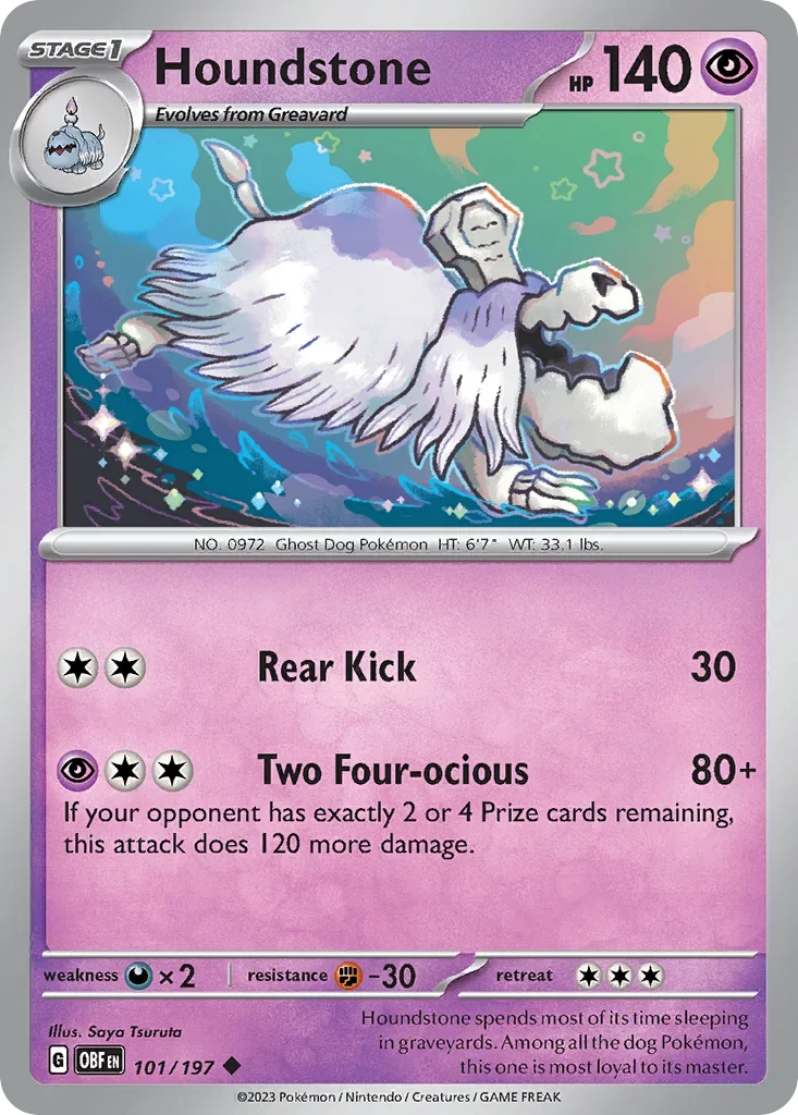 Houndstone 101 Pokémon card from Obsidian Flames set