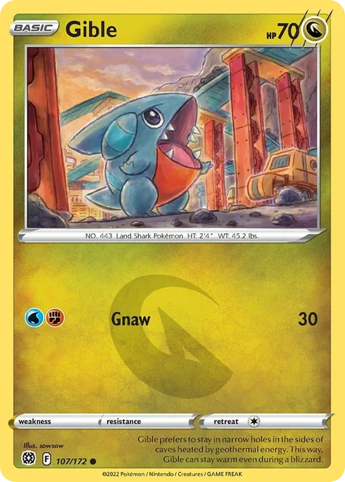 Gible 107 Pokemon card from Brilliant Stars set