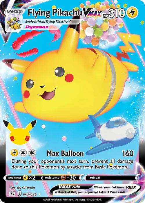 Flying Pikachu VMAX 7 Pokemon card from Celebrations set