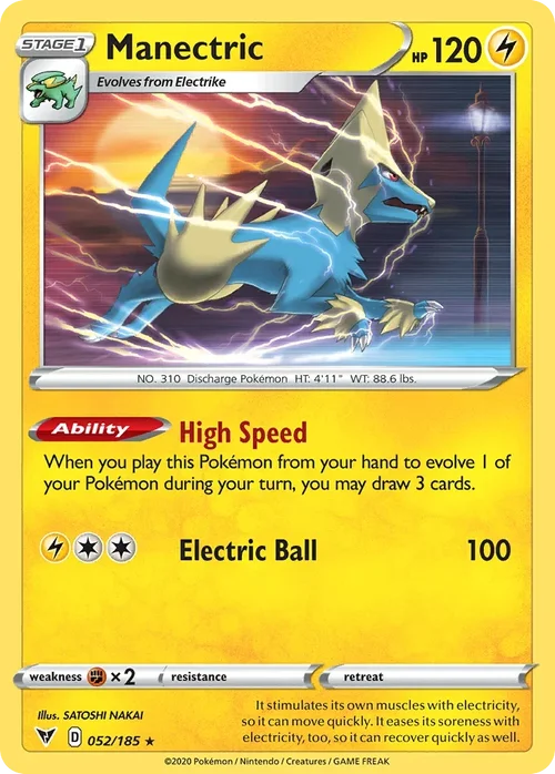 Manectric 52 Pokemon card from Vivid Voltage set