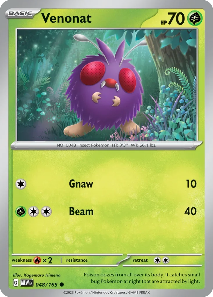 Venonat 048 Pokémon card