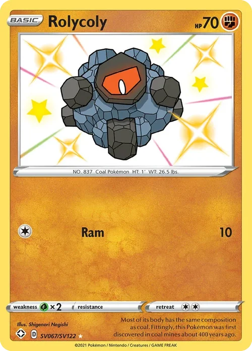 Rolycoly SV067 Pokemon card from Shining Fates set