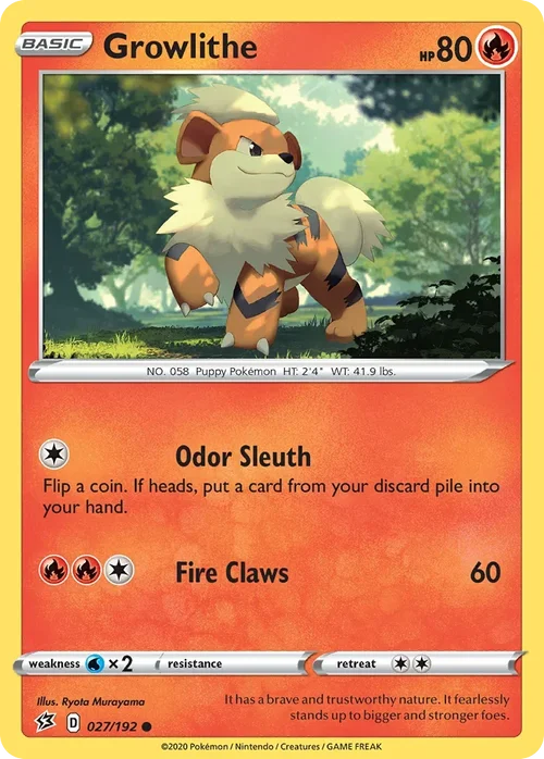 Growlithe 27 Pokemon card from Rebel Clash set