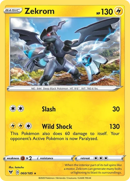 Zekrom 60 Pokemon card from Vivid Voltage set