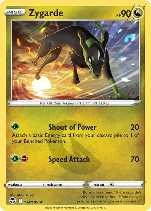 Zygarde 134 Pokemon card from Silver Tempest set