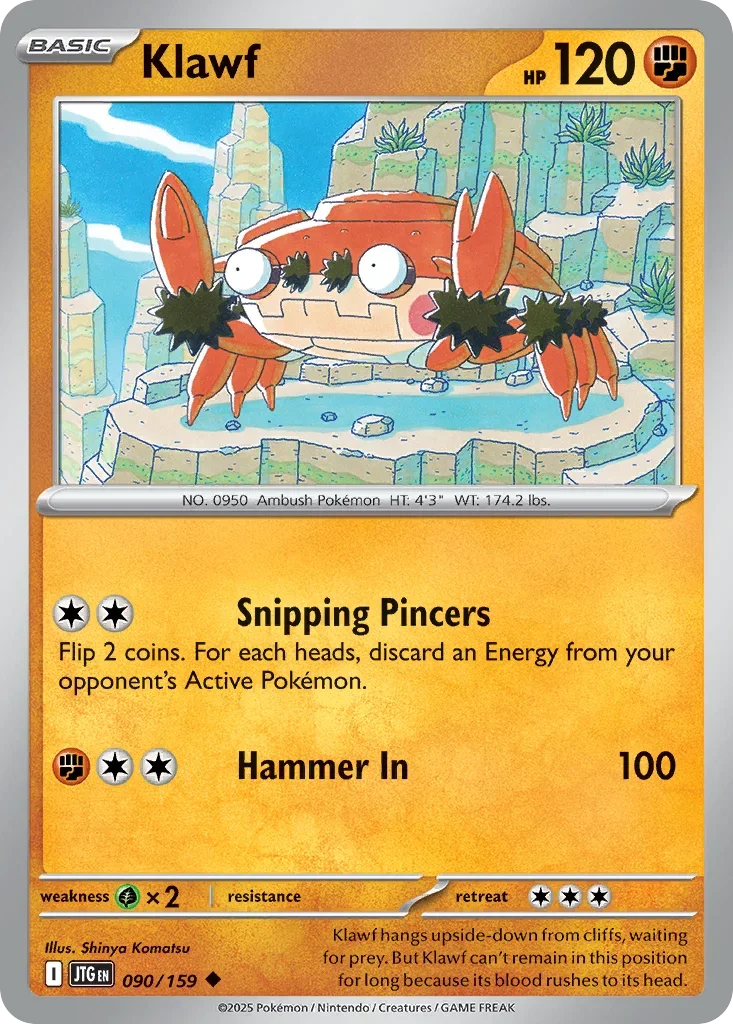 Klawf 90 Pokémon card from JTG set