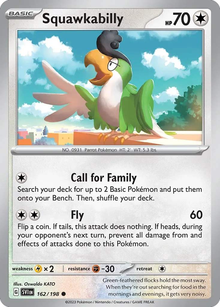 Squawkabilly 162 Pokemon card from Scarlet & Violet set