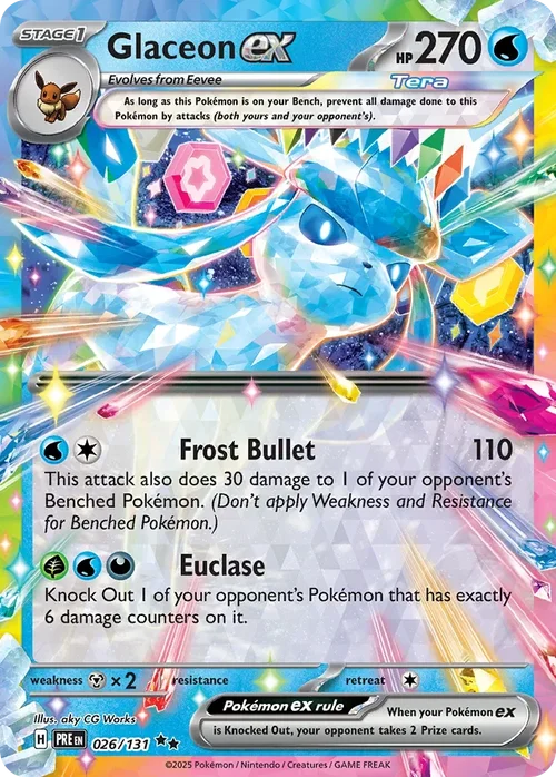Glaceon ex 26 Pokemon card from Prismatic Evolutions set