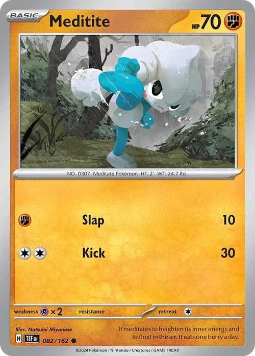 Meditite 82 Pokemon card from Temporal Forces set