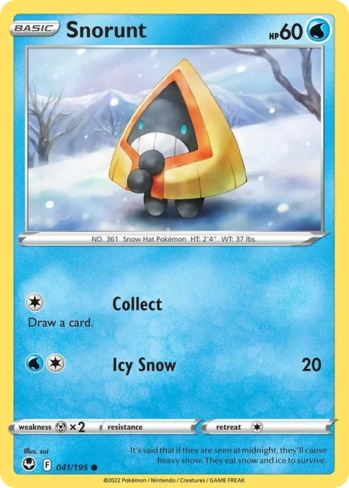 Snorunt 41 Pokemon card from Silver Tempest set