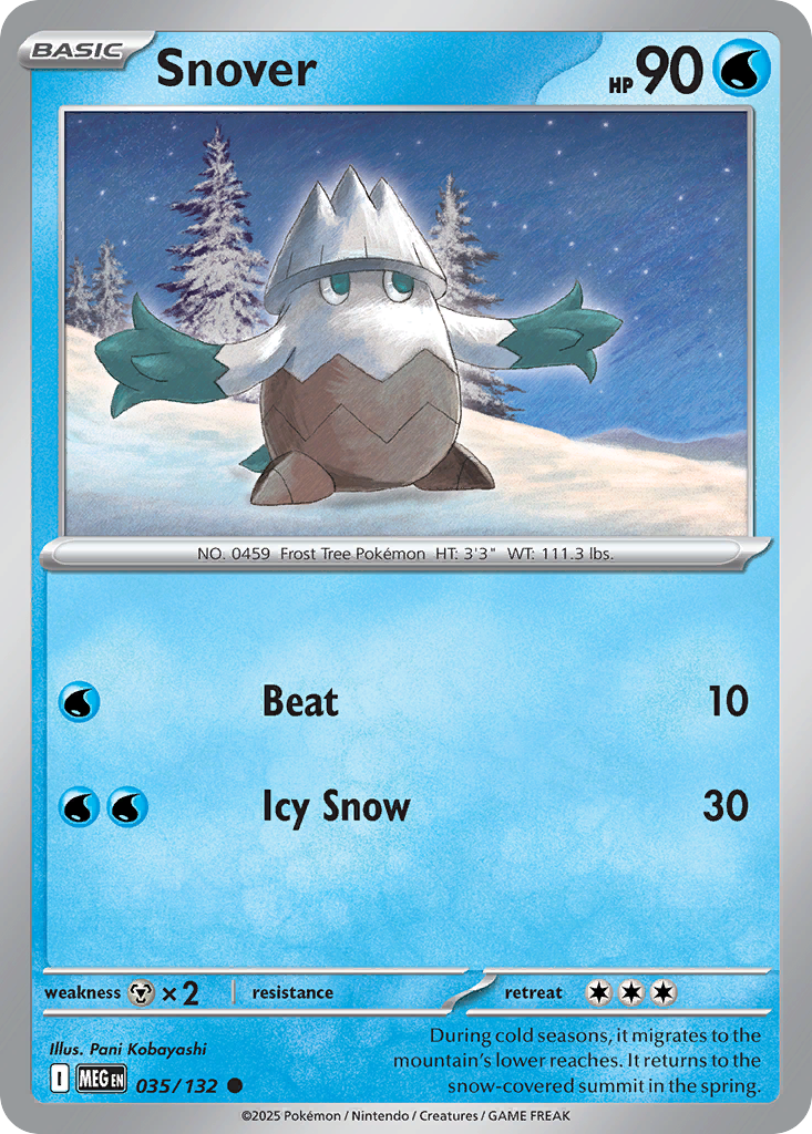 Snover 35 Pokemon card from Mega Evolution set