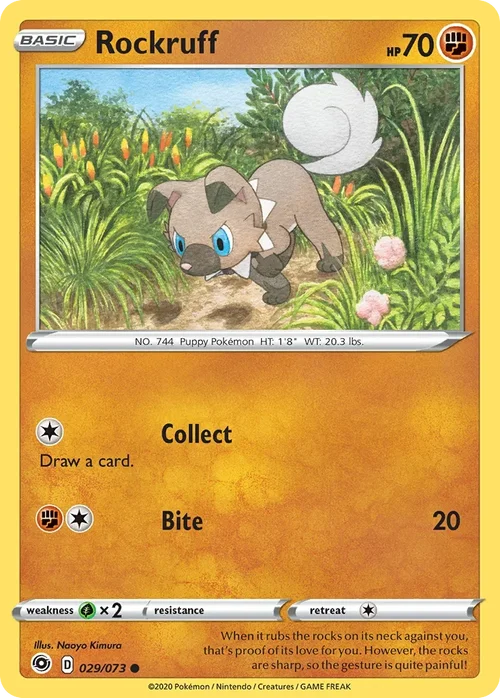 Rockruff 29 Pokemon card from Champion's Path set