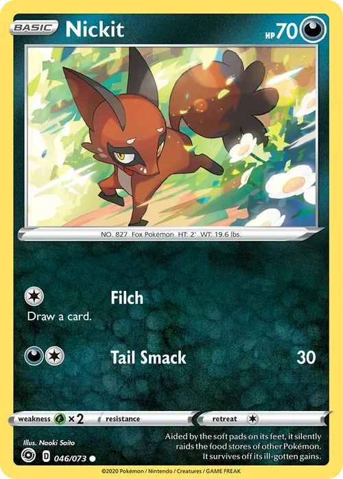 Nickit 46 Pokemon card from Champion's Path set