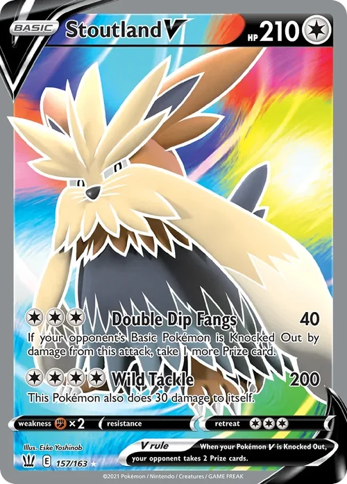 Stoutland V 157 Pokemon card from Battle Styles set