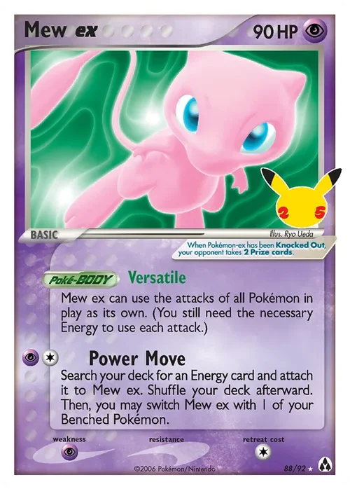 Mew ex 88 Pokemon card from Celebrations set