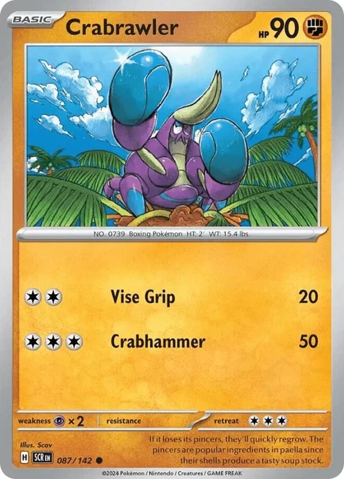 Crabrawler 87 Pokemon card from Stellar Crown set