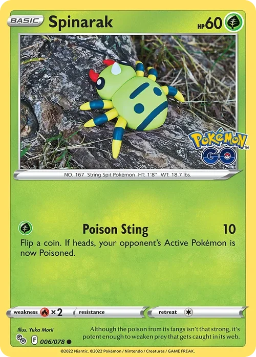 Spinarak 6 Pokemon card from Pokemon GO set