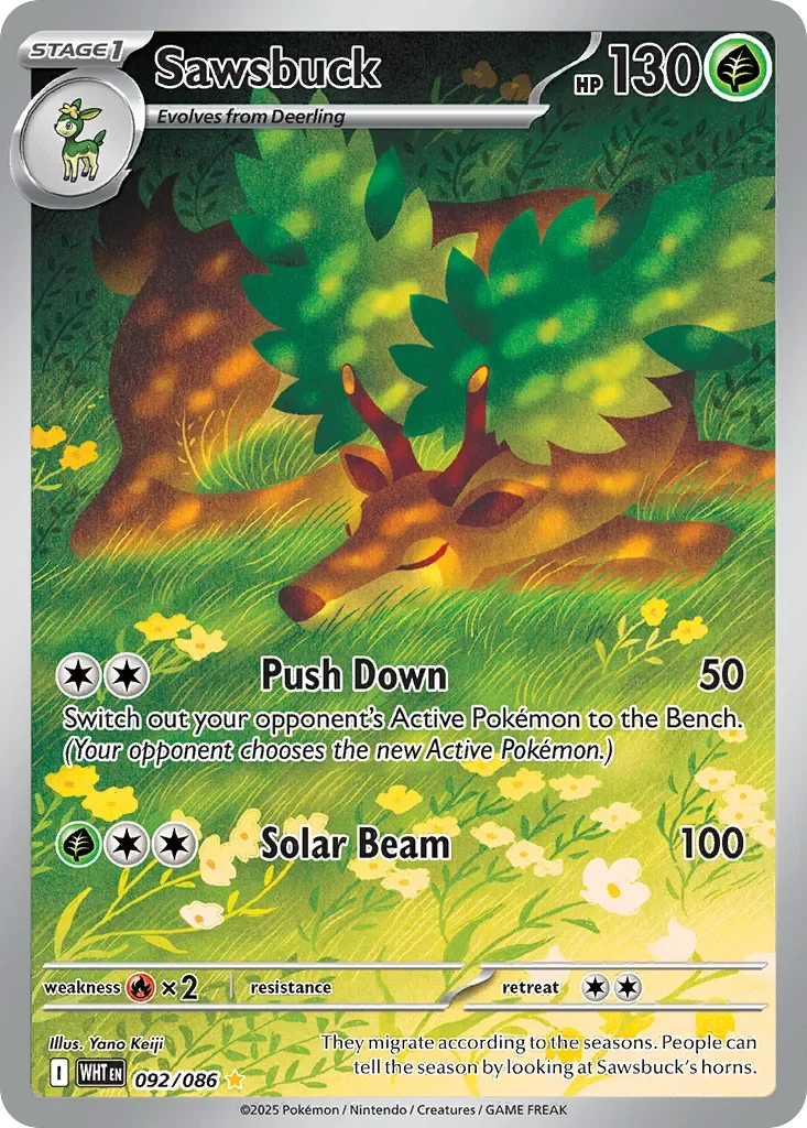 Sawsbuck 92 Pokemon card from White Flare set