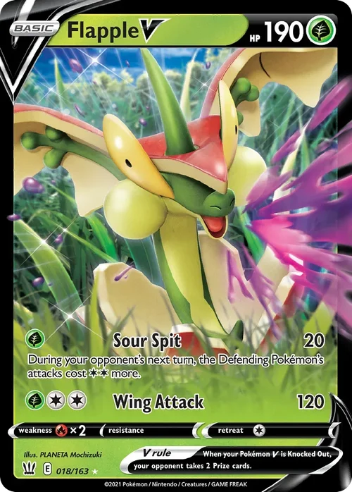 Flapple V 18 Pokemon card from Battle Styles set