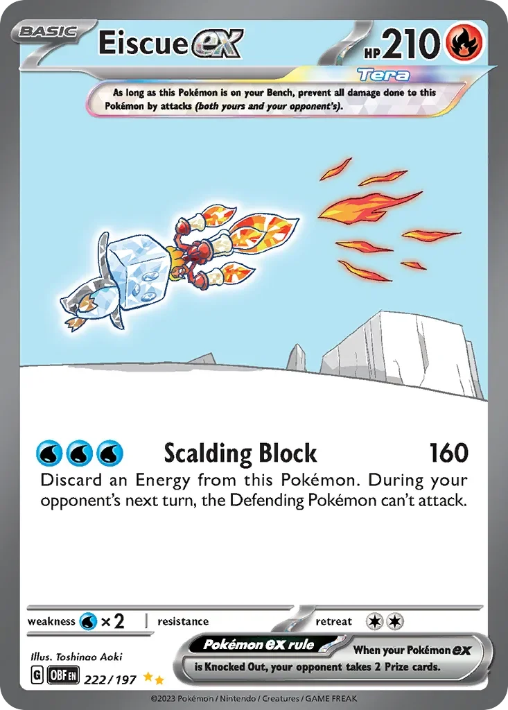 Eiscue ex 222 Pokémon card from Obsidian Flames set