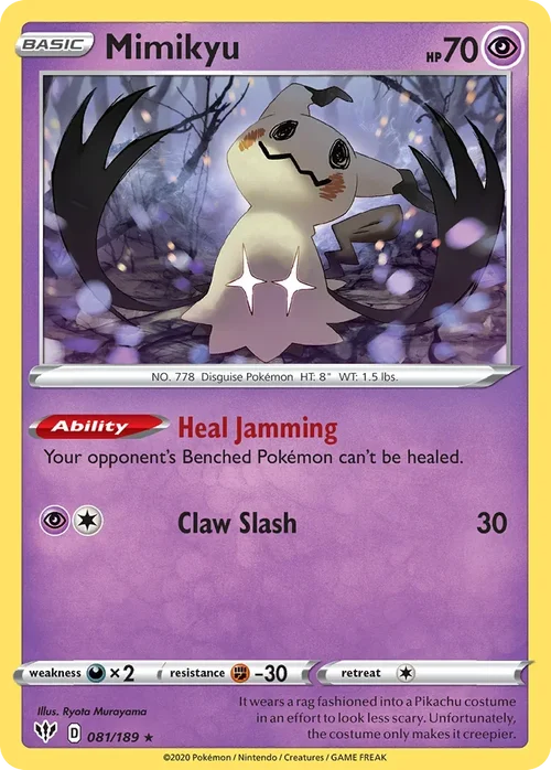 Mimikyu 81 Pokemon card from Darkness Ablaze set
