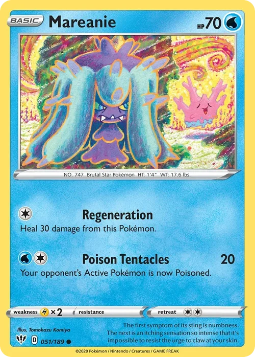 Mareanie 51 Pokemon card from Darkness Ablaze set