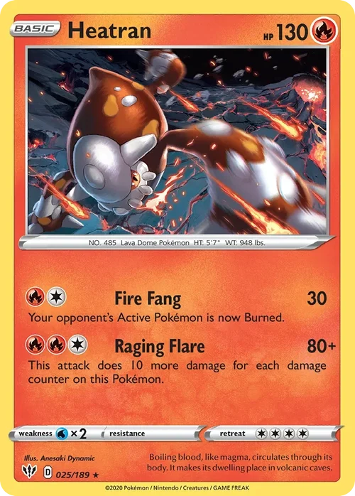 Heatran 25 Pokemon card from Darkness Ablaze set