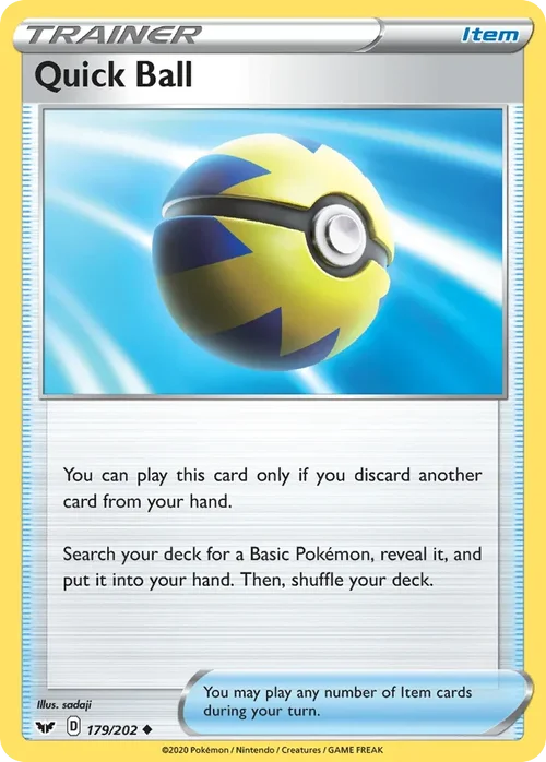 Quick Ball 179 Pokemon card from Sword & Shield set
