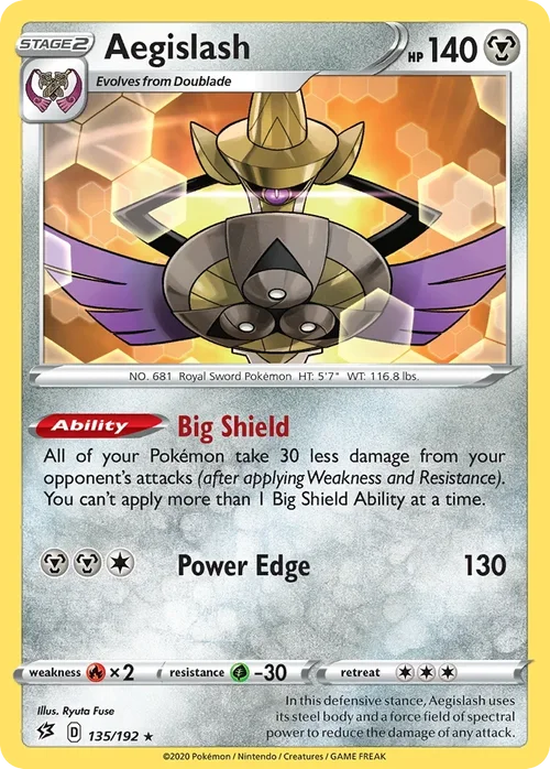 Aegislash 135 Pokemon card from Rebel Clash set