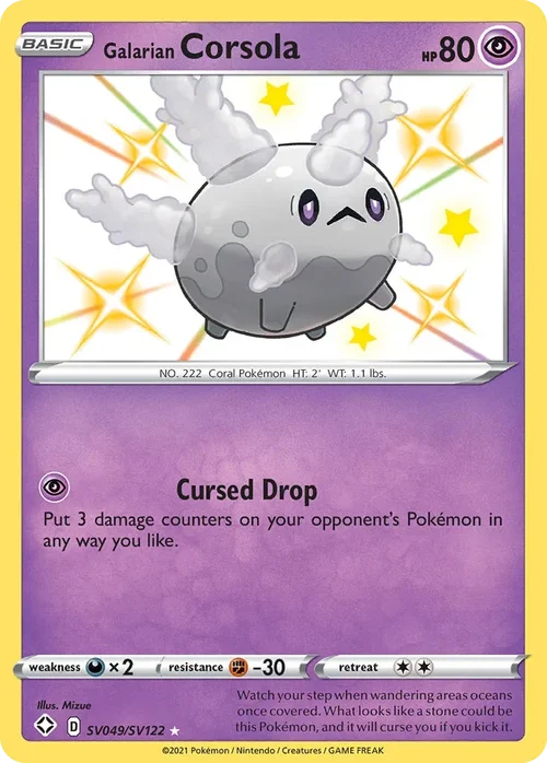 Galarian Corsola SV049 Pokemon card from Shining Fates set