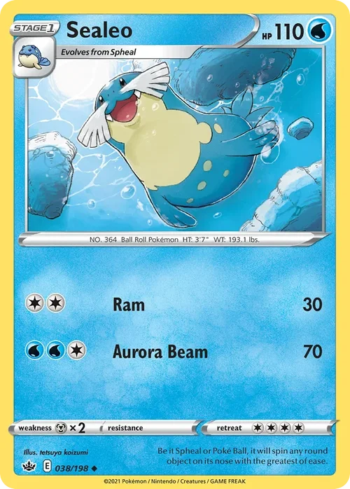Sealeo 38 Pokemon card from Chilling Reign set