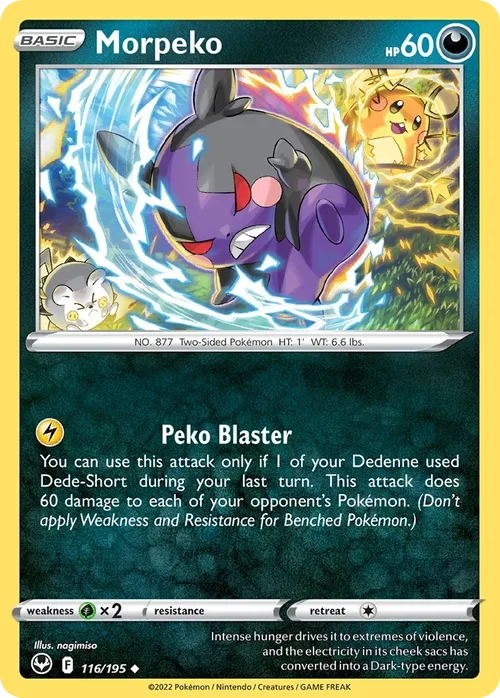 Morpeko 116 Pokemon card from Silver Tempest set