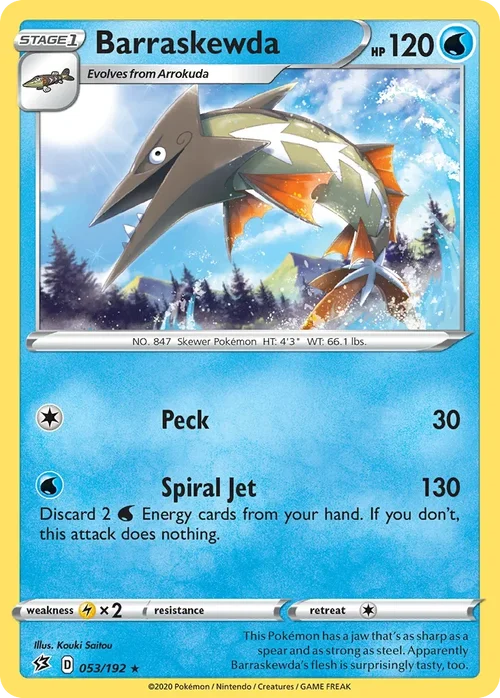 Barraskewda 53 Pokemon card from Rebel Clash set