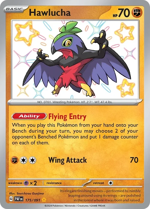 Hawlucha 175 Pokemon card from Paldean Fates set