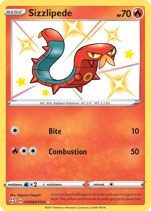 Sizzlipede SV018 Pokemon card from Shining Fates set