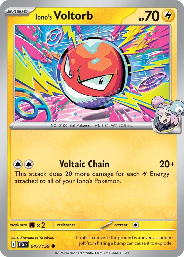Iono's Voltorb 47 Pokémon card from JTG set