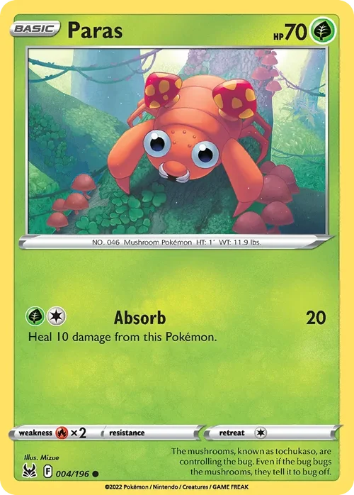 Paras 4 Pokemon card from Lost Origin set