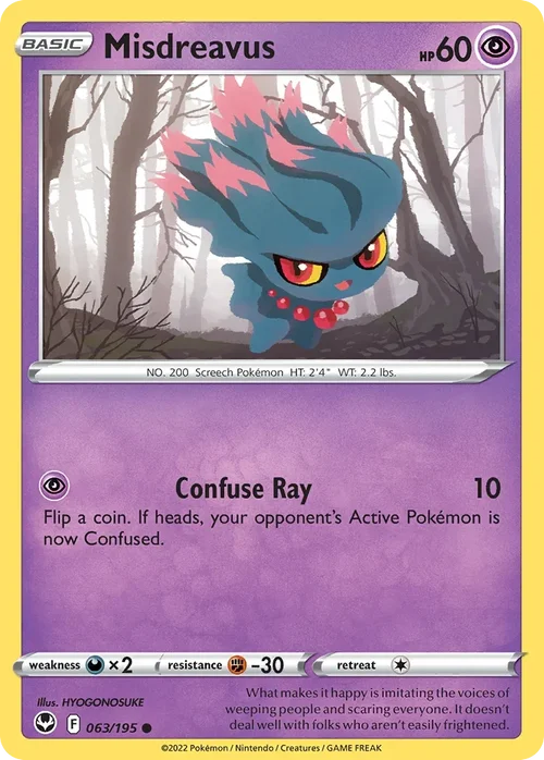Misdreavus 63 Pokemon card from Silver Tempest set