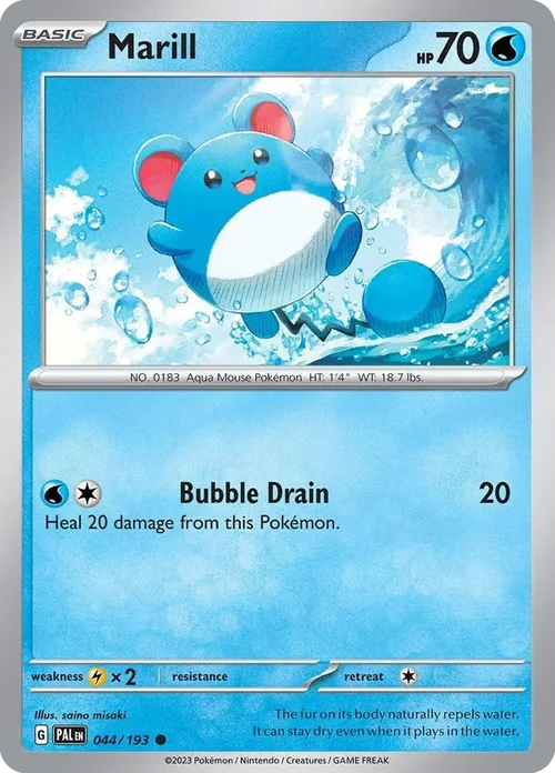 Marill 44 Pokemon card from Paldea Evolved set