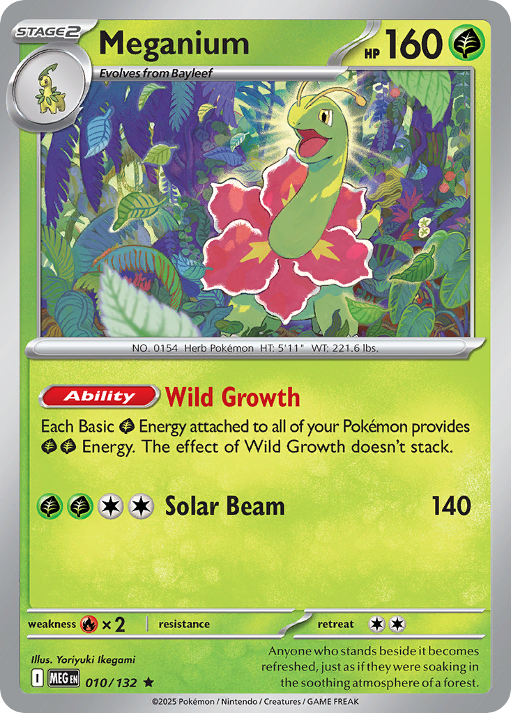 Meganium 10 Pokemon card from Mega Evolution set