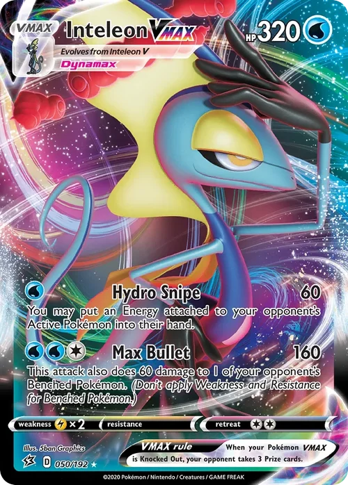 Inteleon VMAX 50 Pokemon card from Rebel Clash set