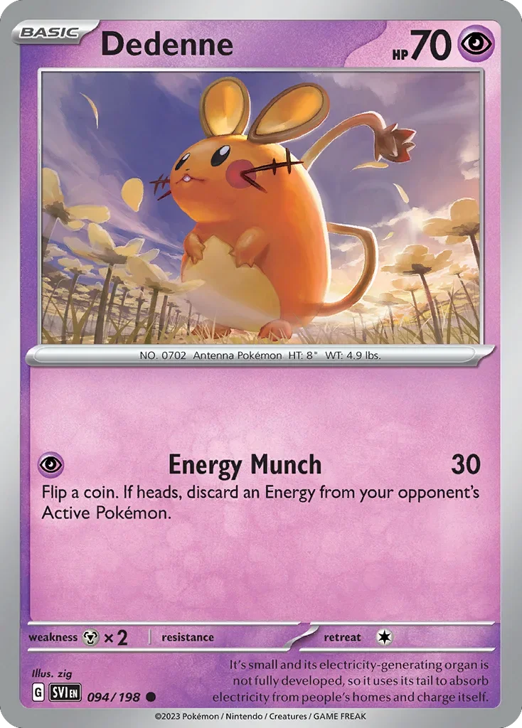 Dedenne 94 Pokemon card from Scarlet & Violet set